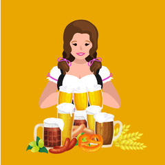 Beer festival Oktoberfest celebrations retro style labels, badges and logos set with beer mug on background Vector illustration.