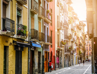 Ancient street. Pamplona, Navarre, Spain.