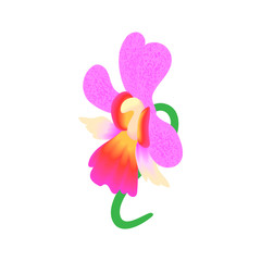 Pink orchid icon in cartoon style isolated on white background. Flower symbol