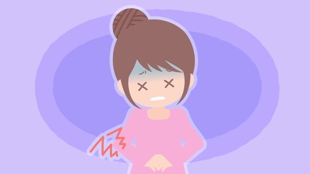 腹痛で青ざめ苦しむ女性のCG・イラストアニメーション・モーション　ループ素材
