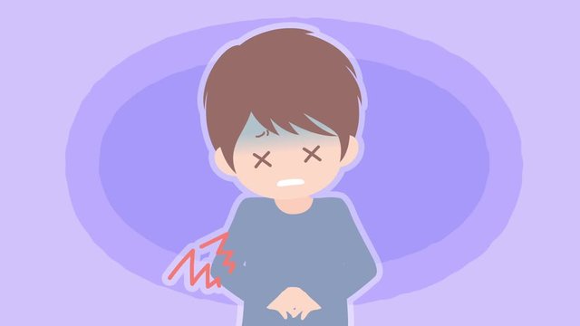 腹痛で青ざめ苦しむ男性のCG・イラストアニメーション・モーション　ループ素材