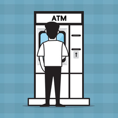 ATM and a man , vector design for business.