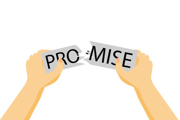 illustration for breaking a promise, isolated on white
