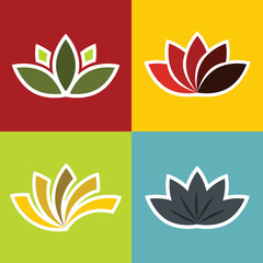 Color elements ornament with flowers on  background