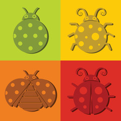 Ladybug icons on color background