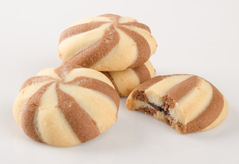 cookies or butter cookies white chocolate on background.