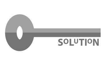 Illustration for finding the solution, Silver key at White Background
