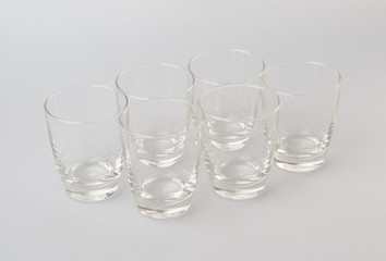 glass cup or empty glass mug on background.