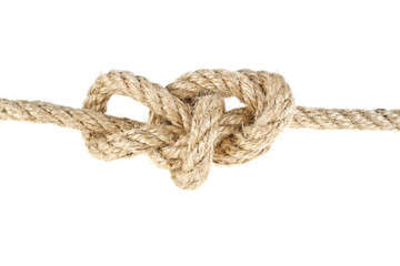 Close up of a rope on white background