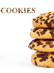 Extreme close-up image of chocolate chips cookies