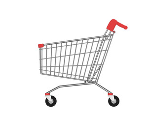 Side view of empty shopping cart