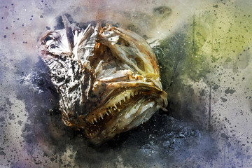 Überreste eines Stockfisches