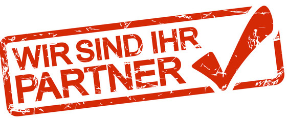 red stamp with text Wir sind ihr Partner