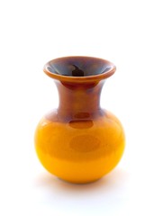 Brown ceramic vase on a white background