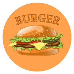 Burger. Cheeseburger vector illustration. Hamburger icon. Fast food concept. 
