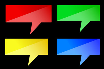 Four Rectangle Bubble Talk at Black Background