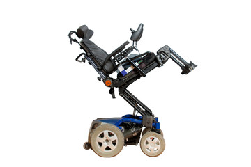 motorised wheelchair with basket for disposable people
