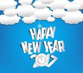 Fototapeta premium Happy new year 2017 cloud and sky background