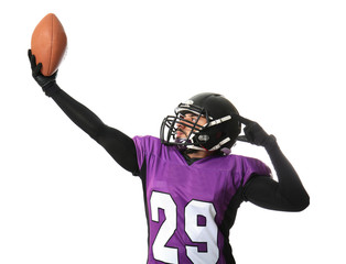 American football player isolated on white background