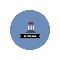 Fototapeta na wymiar stylish icon in color circle building courthouse