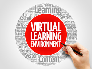 Virtual Learning Environment word cloud collage, business concept background
