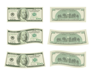Money illustration. Vector american 100 dollar bills