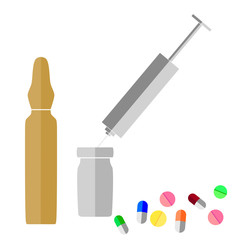 flat icon of Vaccine and syringe
