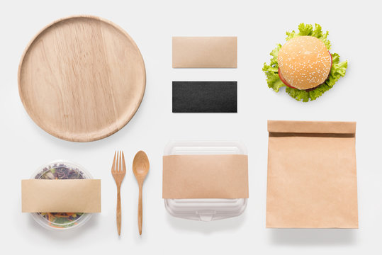 Design concept of mockup burger and salad set isolated 
