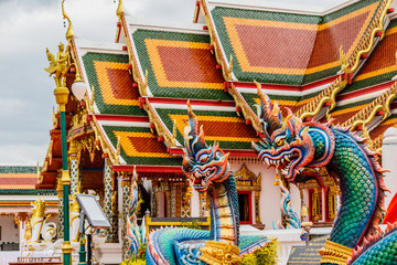Thai dragon or king of Naga statue in phathat Cheung choom worav