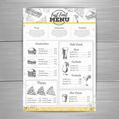 Obraz premium Vintage fast food menu design