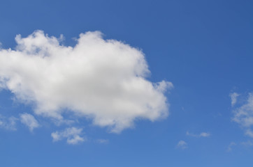 Blue sky with white fluffy clouds