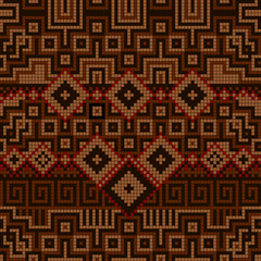Ornamental seamless pattern. Ethnic ornament. Fabric pattern with brown shade.