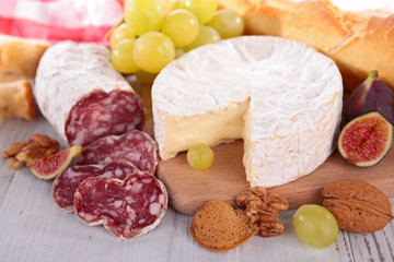 camembert,salami and grape
