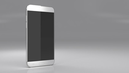 Smartphone Screen Mock Up In White Studio Environment, Black Screen, Vertical Position 