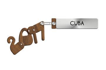 Gadget 2017 in acciaio e legno con etichetta CUBA