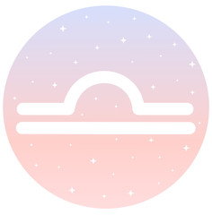 libra zodiac signs circle icon on pink and blue gradient background

