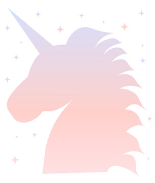 cute pink blue gradient unicorn silhouette illustration

