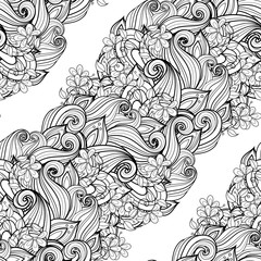 Vector Seamless Monochrome Floral Pattern