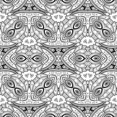 Vector Seamless Monochrome Ornate Pattern