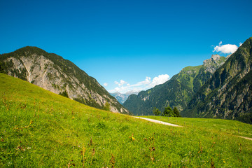 Fototapeta na wymiar Brandnertal, small beautiful valley in Vorarlberg, Austria