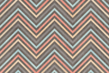 Watercolor gray, pink, beige and blue stripes background, chevron.