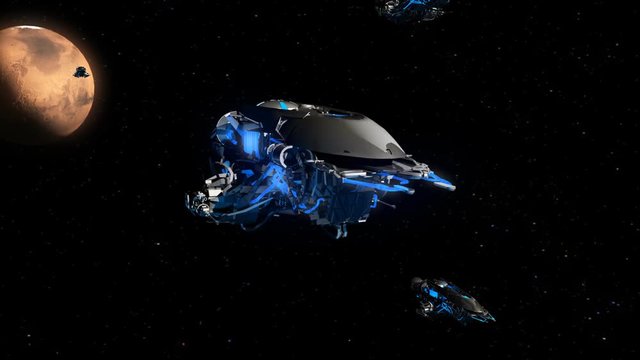 Alien space fleet approaching to the Earth 