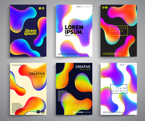 Set of Abstract Cards with Fluid Colors. Applicable for Covers, Placards, Posters, Flyers and Banner Designs.