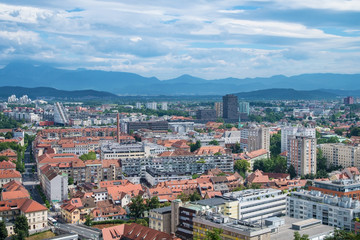 Naklejka na ściany i meble View on City of Ljubljana from the castle, capital of Slovenia