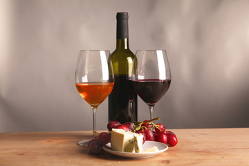 bottle of wine and glass on the table