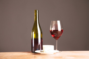 bottle of wine and glass on the table