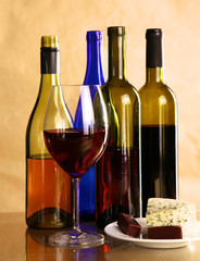 bottle of wine and glass on the table