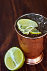 Tradition Summer drink mojito with lime and mint.