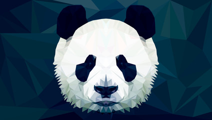 panda head polygon isolated vector