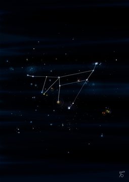 Capricorn constellation drawing on its real sky location